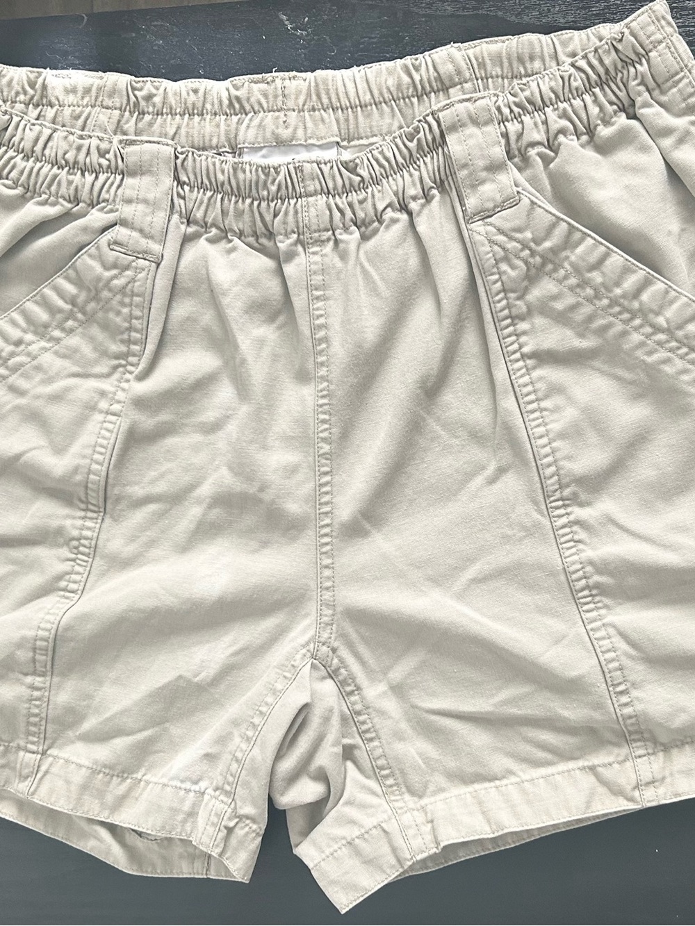Women's Cream Elastic-Waist Shorts